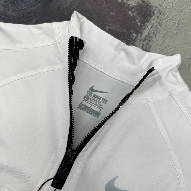 پیراهن نیمزیپ آستین بلند ورزشی فینگر دار سفید