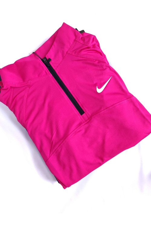 پیراهن نیمزیپ آستین بلند ورزشی فینگر دار صورتی