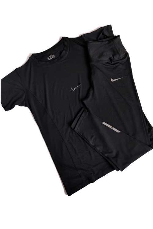 خرید آنلاین ست تیشرت و لگ بلند ورزشی زنانه رنگ مشکی